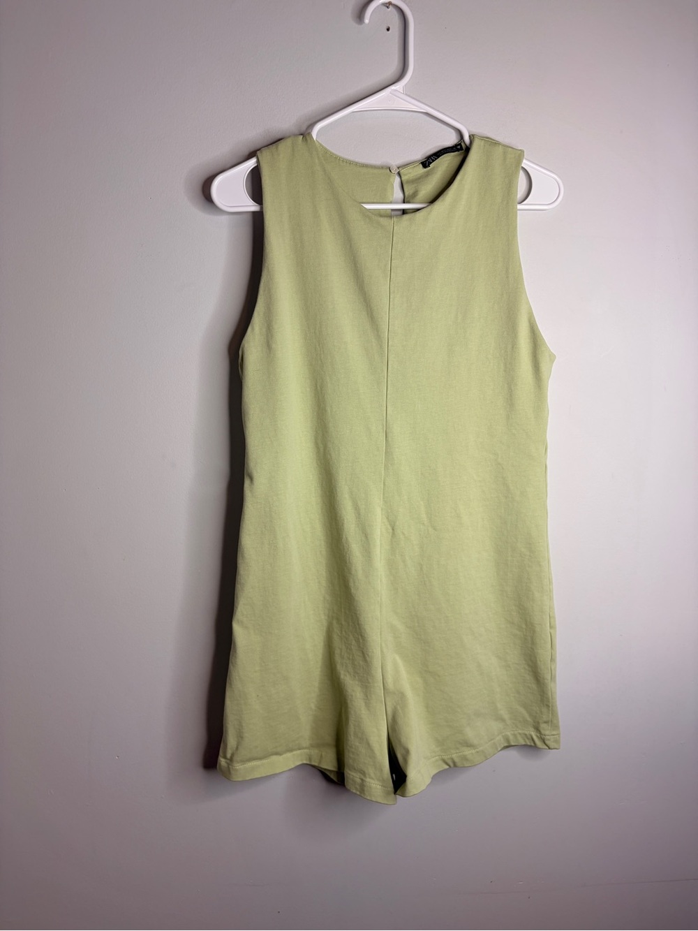 Zara Sleeveless Pistachio Matcha Green 100% Cotton‎ Romper Medium